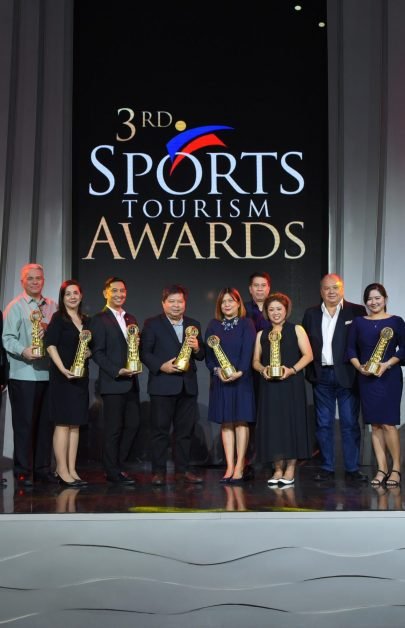 PR raw pic2 Jubilant winners of the 3rd Philippine Sports Tourism Awards at Resorts World Manila in 2019.