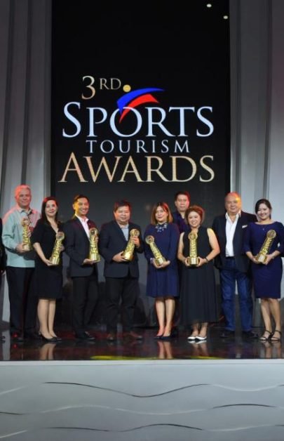 PR raw pic2 Jubilant winners of the 3rd Philippine Sports Tourism Awards at Resorts World Manila in 2019.
